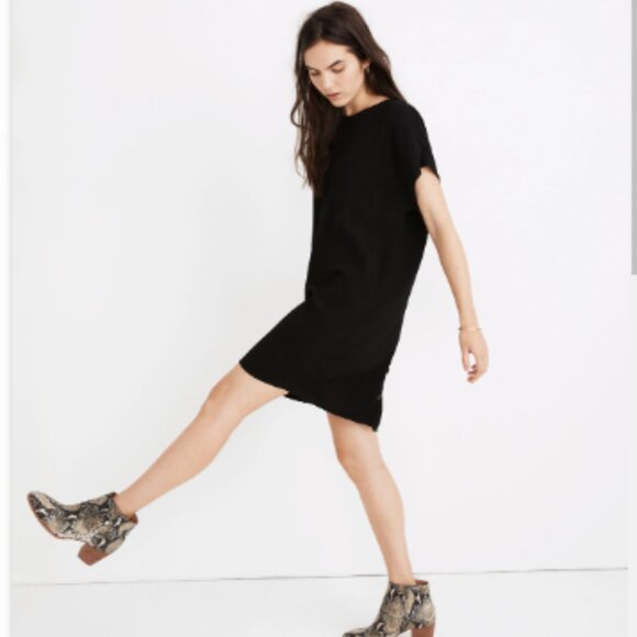 Madewell Crewneck Button-Back Easy Dress Black Small - Picture 1 of 7